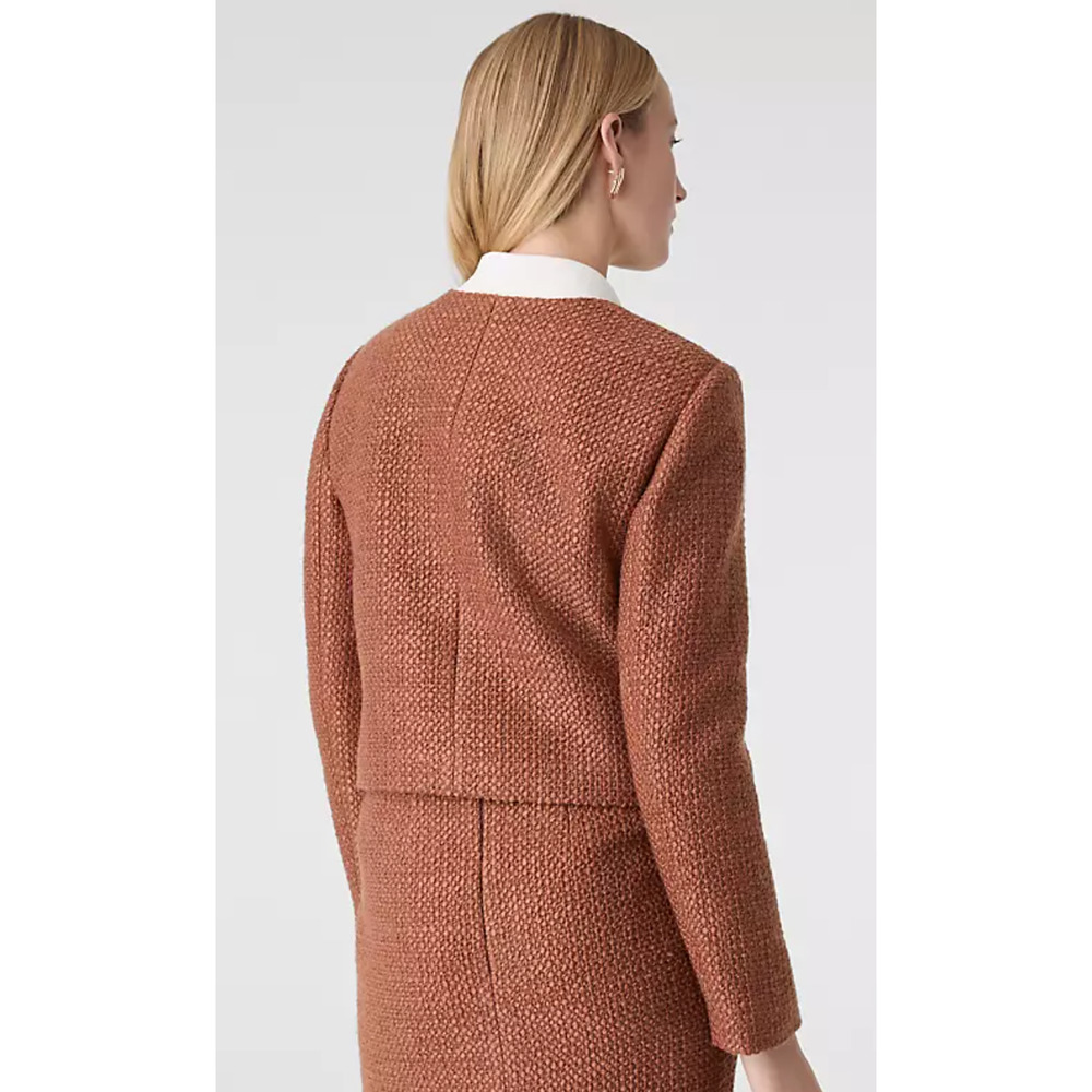NEW ANN TAYLOR SPICED CIDER TWEED CREW NECK JACKET SZ 6 - Picture 2 of 7